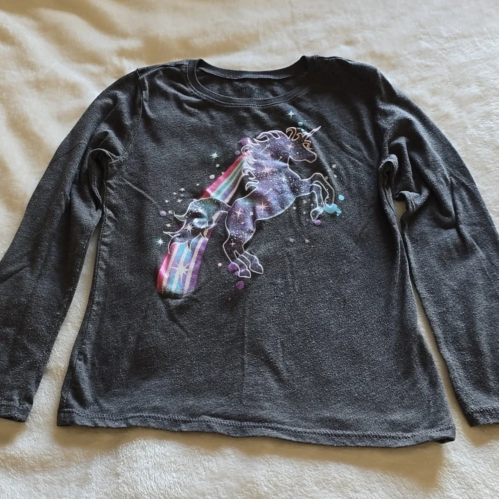 Children's Place Unicorn Gray Long Sleeve‎ Size 5/6